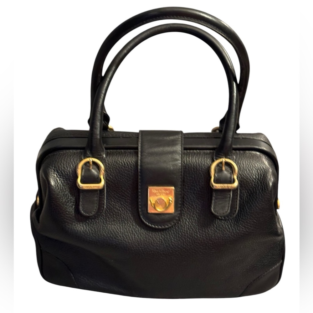 Elegant Vintage Flavi Vismano ITALY Black Leather Doctors Handbag purse